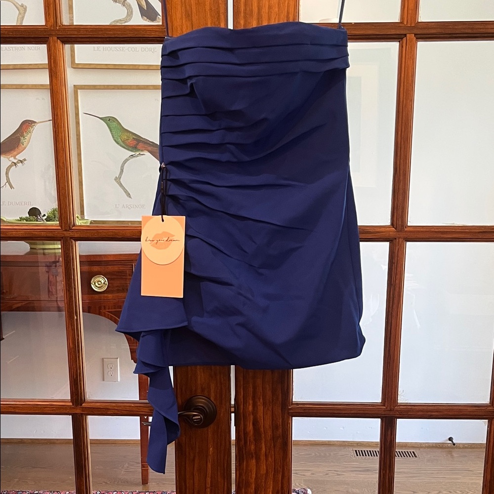 Chic Strapless Blue Dress